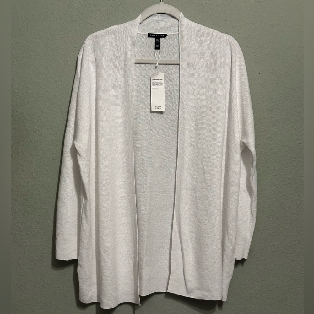 NWT  Eileen Fisher Organic Linen Blend Open Front Cardigan - Picture 4 of 12